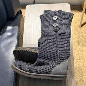 UGG Charcoal Knit Button Boots